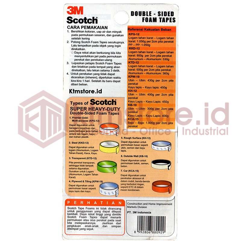 3M Scotch Double Tape Super Strong Permukaan Kayu Rekat Terkuat KPW-19