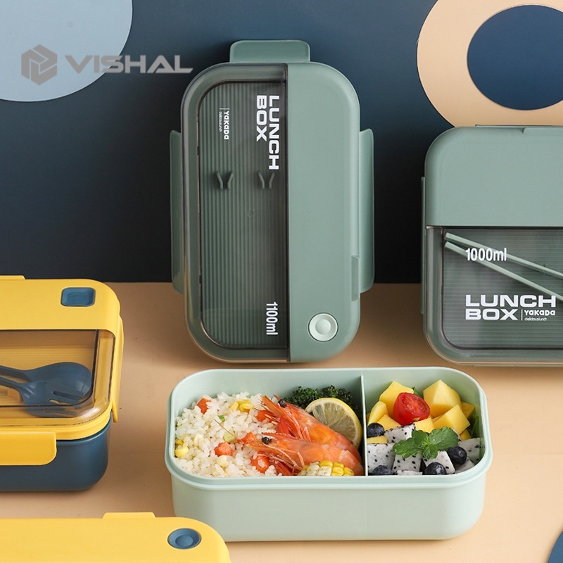 VISHAL Kotak Makan/Free Sendok/Anti Bocor Lunch Box Jerami BPA Free