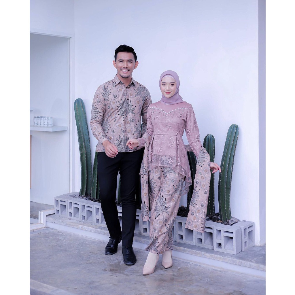 BAJU BATIK COUPLE MODERN - SARIMBIT BATIK COUPLE SAVA - SET KEBAYA COUPLE TUNANGAN LAMARAN WISUDA - COUPLE BATIK KEBAYA KEKINIAN - COUPLE KALENA DUSTY