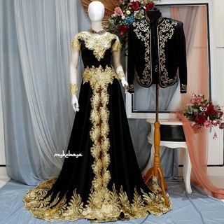  KEBAYA  PENGANTIN  BLUDRU  HITAM  GOLD SEPASANG KEBAYA  RESEPSI 