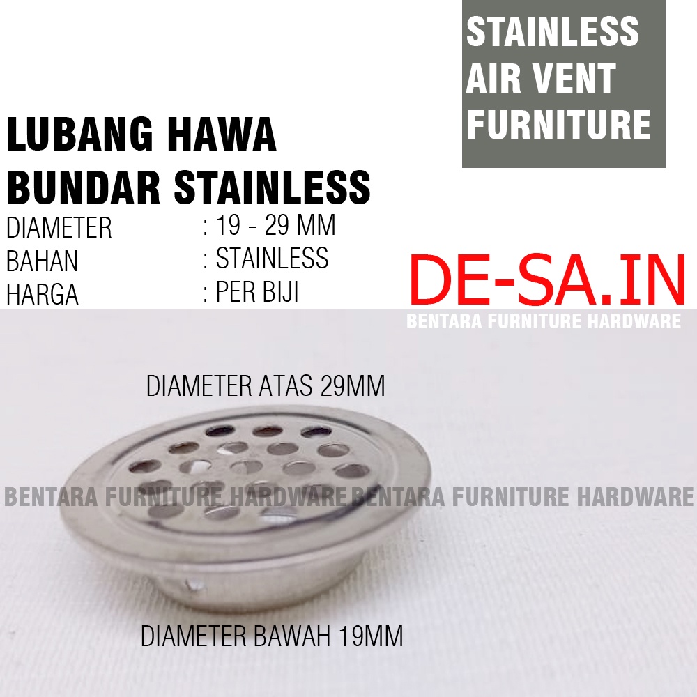 19 MM Lubang Hawa Stainless Silver Anodize - Saringan Hawa Ventilasi Udara Bulat Bundar Extra Small Kecil