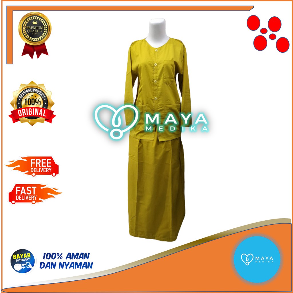 Baju OK / Kuning / Lengan Panjang / Baju Kancing / Rok
