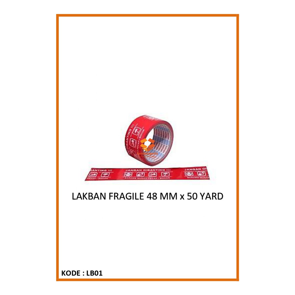 

Lakban Fragile Merah 48Mm x 50Yard / 48 Mm x 50 Yard / Isolasi Selotip Tape Plakban Perekat