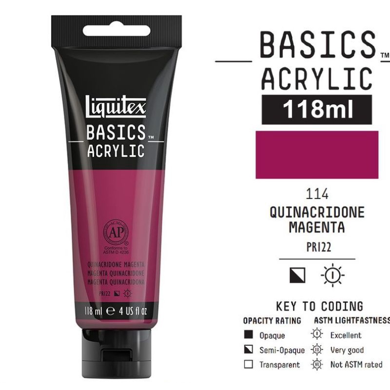 

LIQUITEX BASICS ACRYLIC COLOUR 118 ML QUINACRIDONE MAGENTA