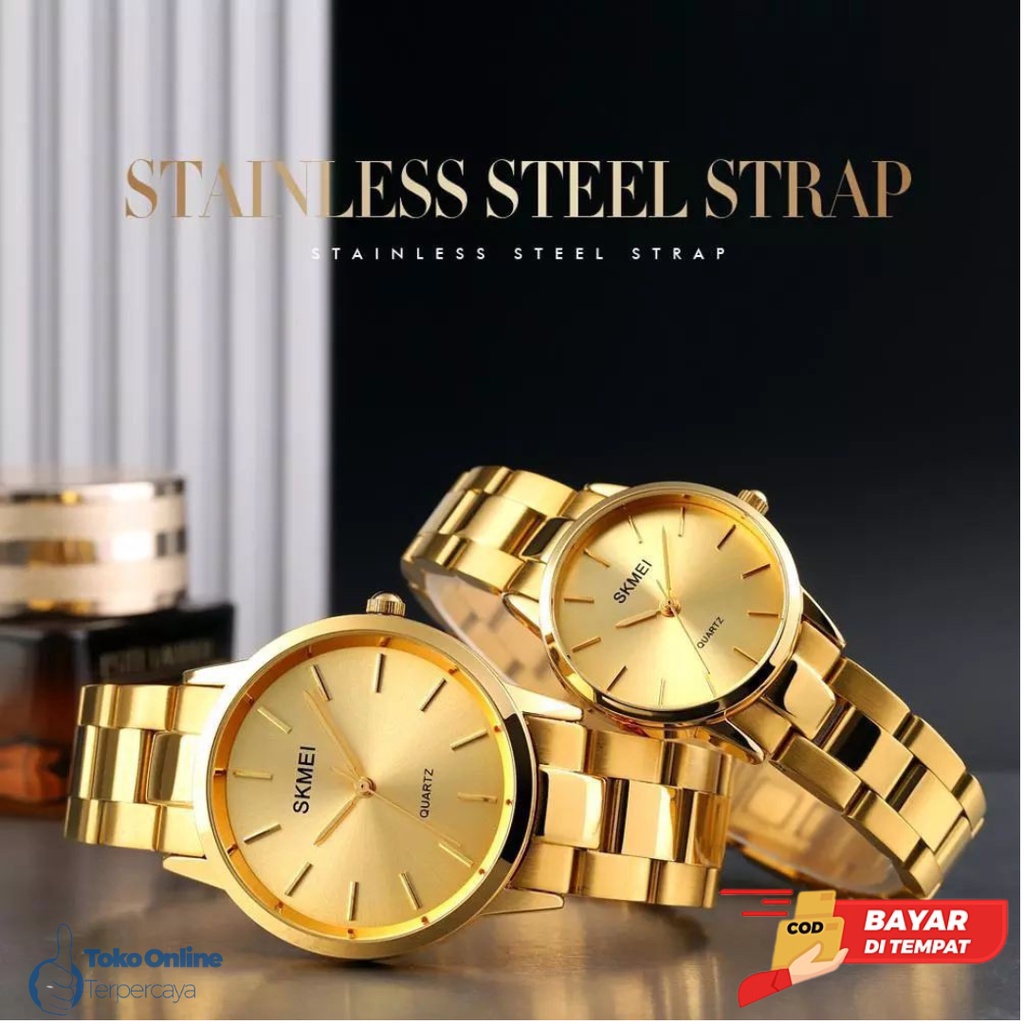 Jam Tangan Pria dan Wanita SKMEI 1694 Analog Tali Stainless Jam Tangan Pasangan Terbaru