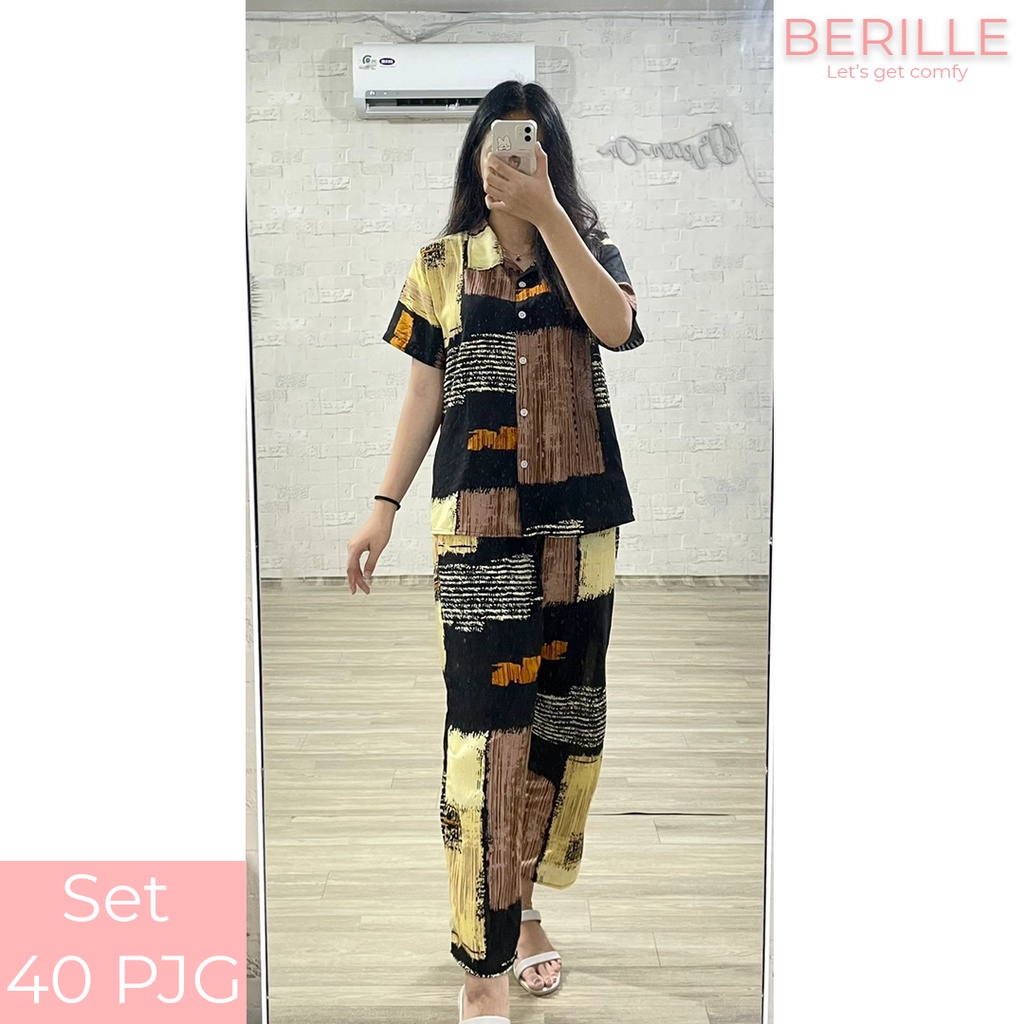 Piyama set Rayon Wanita / Setelan Piyama Wanita Motif / Piyama Rayon Viscose /  Piyama Motif Rayon Viscose Premium Termurah /Piyama Wanita Dewasa / Pajamas / Baju Tidur Wanita / Piyama setelan rayon viscose  (COD)-Set 40 PJG