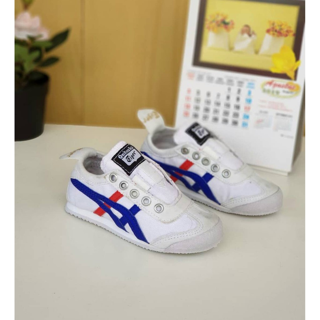 Sneakers Kids sepatu anak perempuan / sepatu anak laki ONITSUKA slip on Putih List biru merah