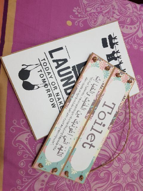 Walldecor L121 Pajangan Dinding Laundry Shabby Vintage Hitam Putih