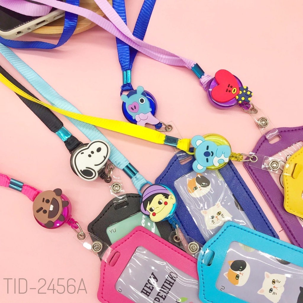 

tali yoyo id card karakter tempel bahan kulit - id card yoyo karakter plus tali kalung import