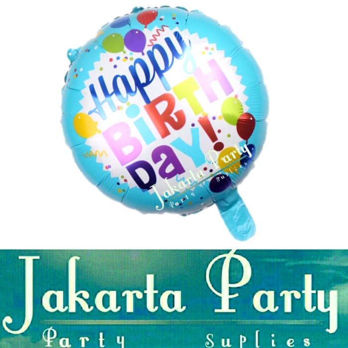 Balon Bulat HBD #8 / Balon Foil Happy Birthday / Balon Motif HBD