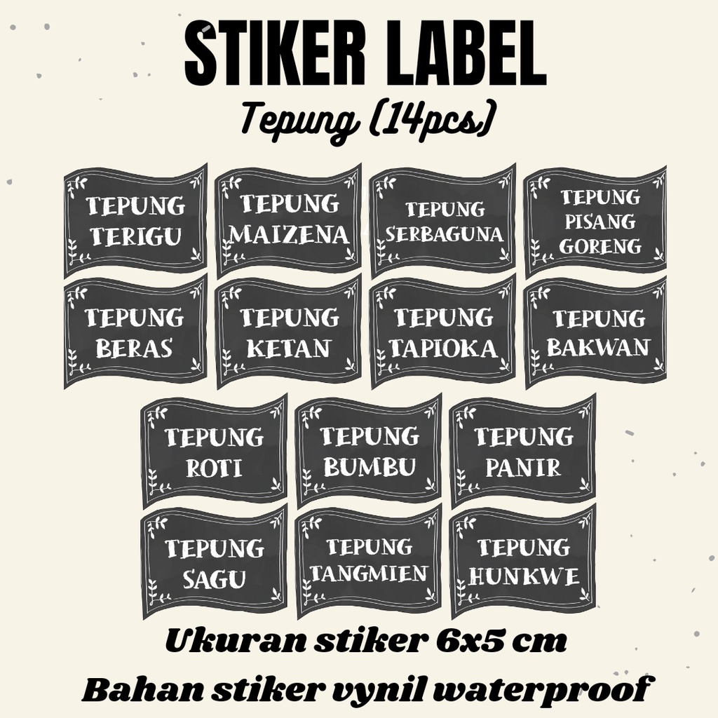 

Ready Stok Stiker Bumbu Dapur Warna Hitam Waterproof Kitchen Label
