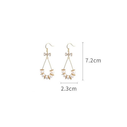 LRC Anting Fashion Golden Diamond-studded Pearl Butterfly Combined With Gold Earrings