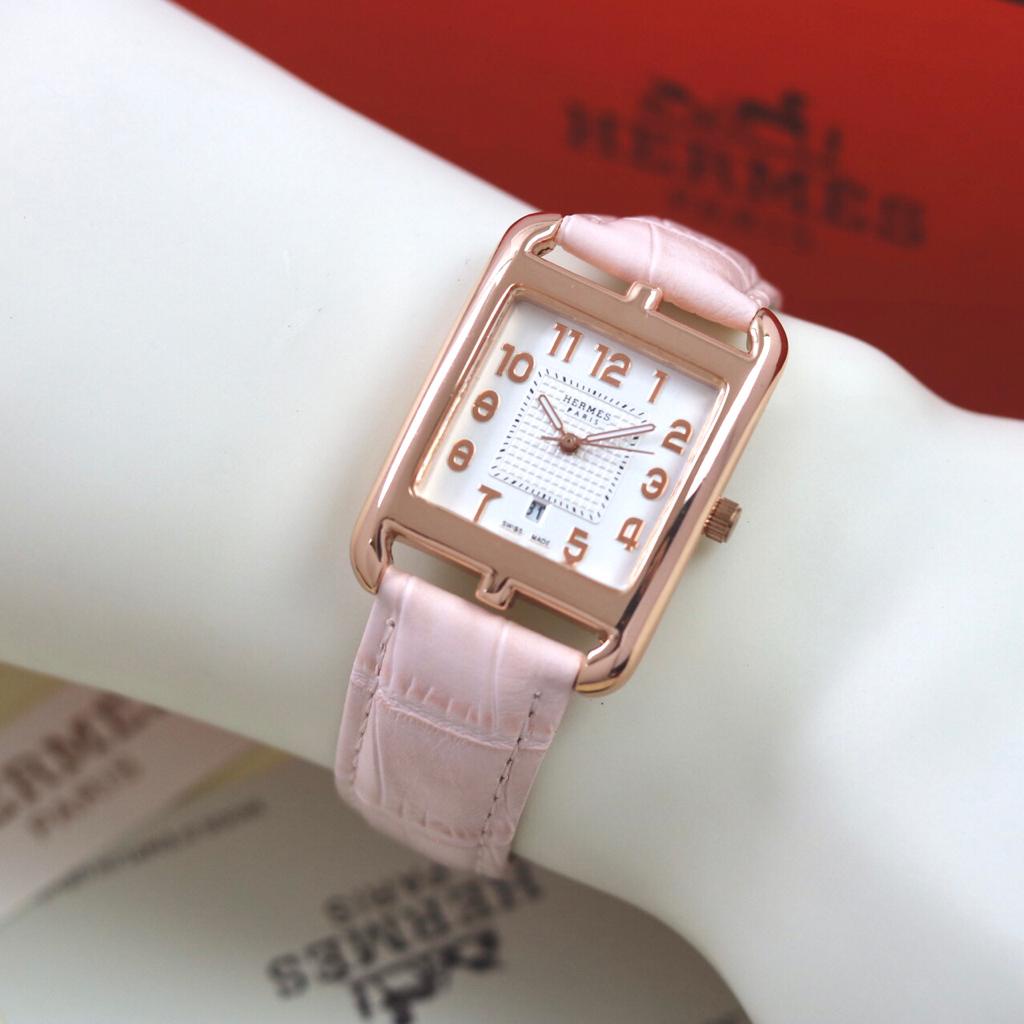 Jam Tangan Wanita Y8907K Tali Kulit Terbaru Case Rose Tanggal Aktif Free Box Exclusive &amp; Baterai