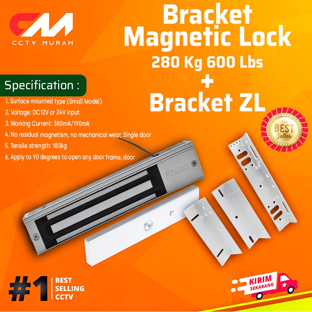 EMLOCK MAGNETICK 280KG 600LBS || BRACKET EMLOCK 280KG 600LBS SATU SET