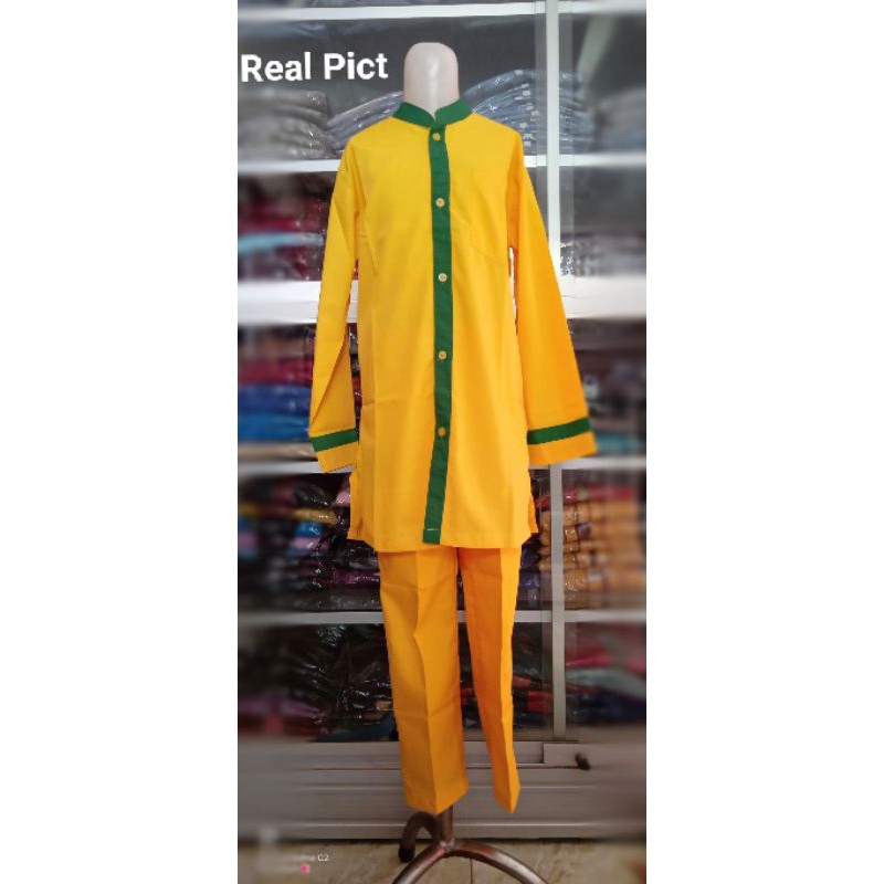 Baju Busana Muslim Koko Anak Kurta Setelan Warna Kuning