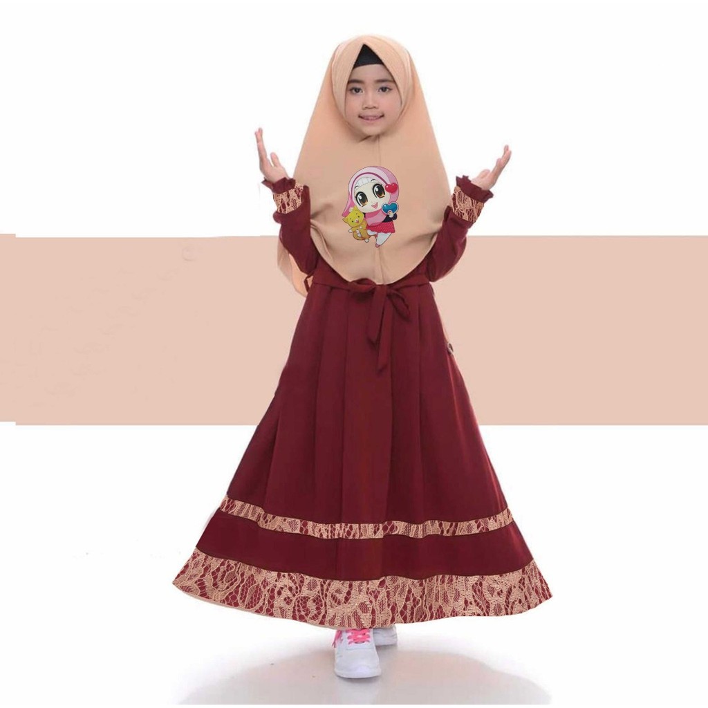 HOPYLOVY - Gamis Anak Two Tones Tisha Kids dengan Lampu LED