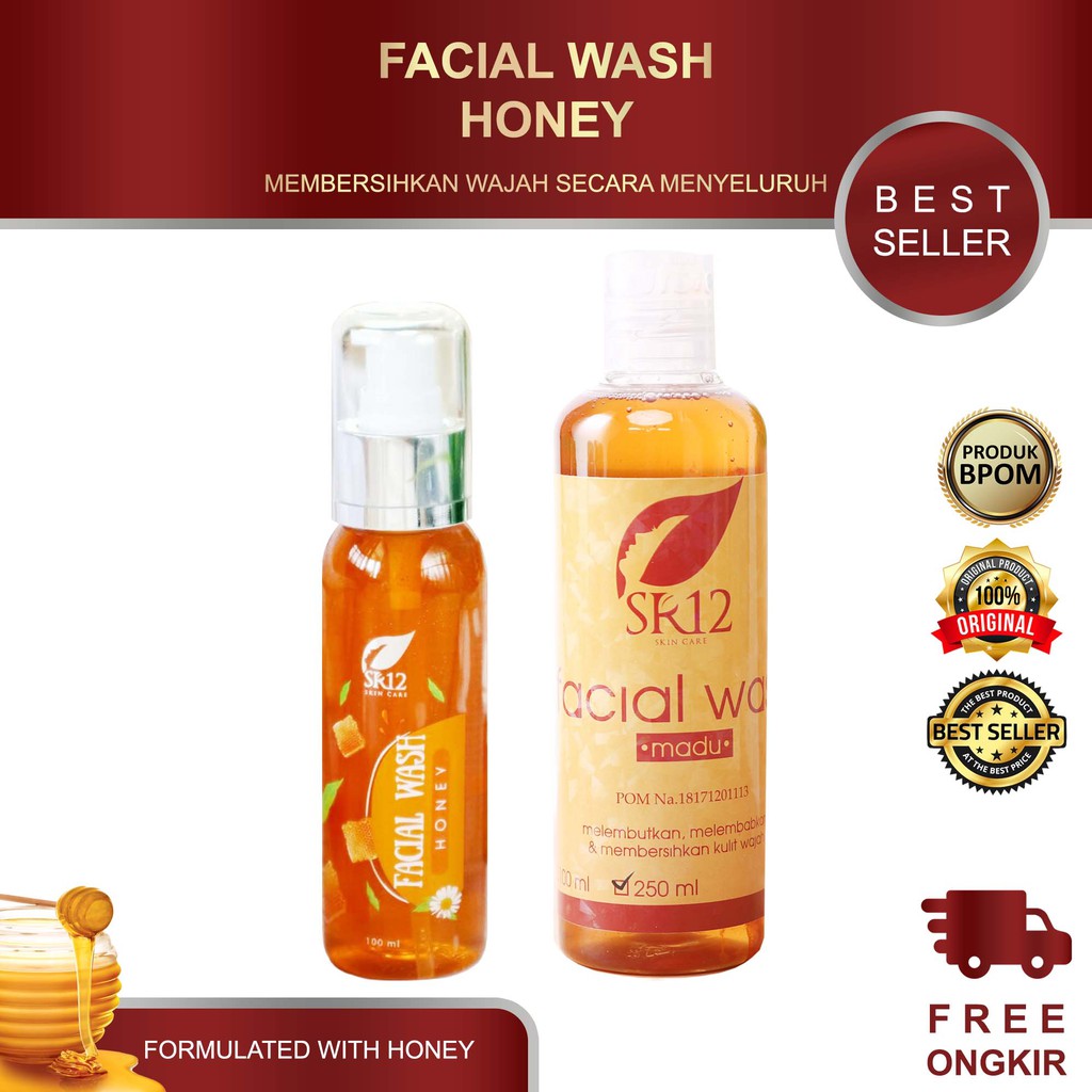 FACIAL WASH HONEY SR12 / MENCERAHKAN WAJAH / UNTUK KULIT KERING &amp; SENSITIF