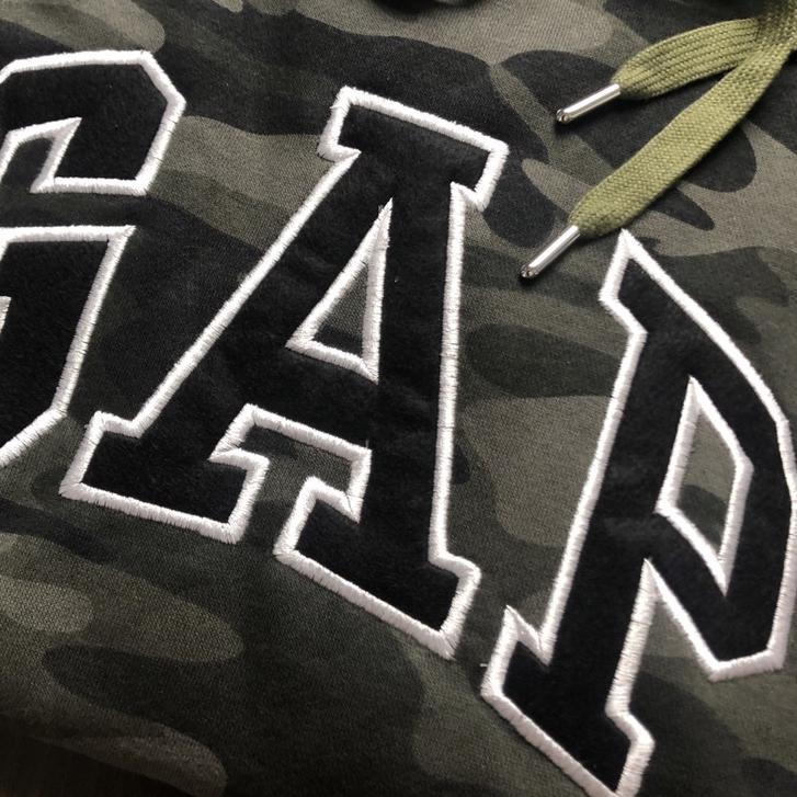 152 Sweater Hoodie GAP Bordir Camo Hijau Army Import Full Tag Wash + Label Mirror [KODE26]