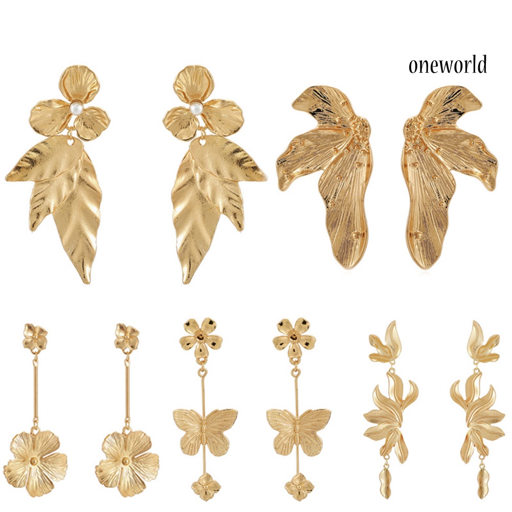 OW# Women Leaf Flower Butterfly Dangle Ear Drop Stud Hook Earrings Jewelry Gift