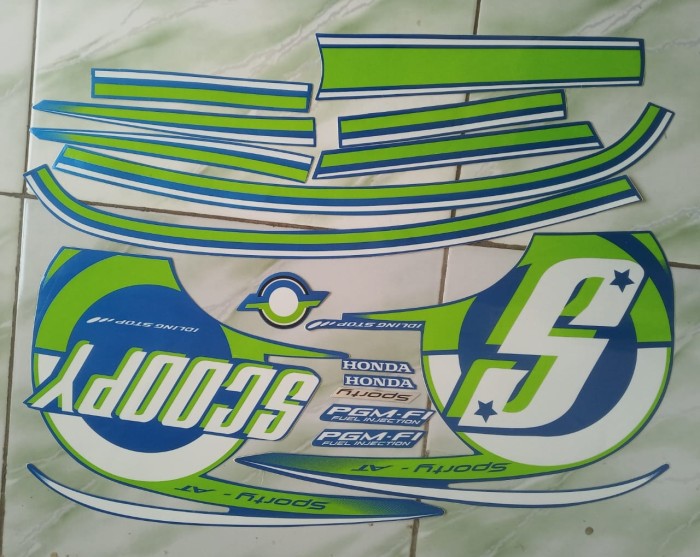 stiker striping honda scoopy sporty 2016 biru