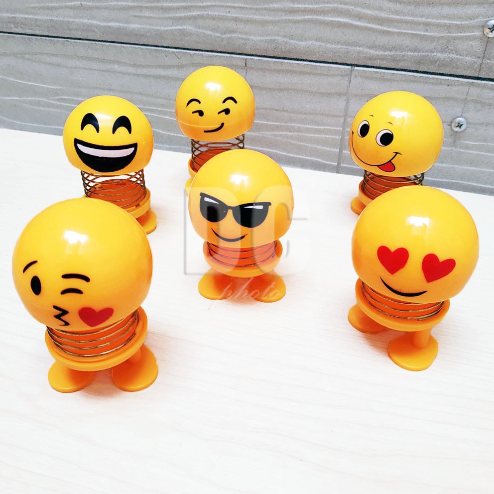 Boneka Per Emoji Smile | Pajangan Dashboard Mobil | Boneka Per Emoticon Goyang