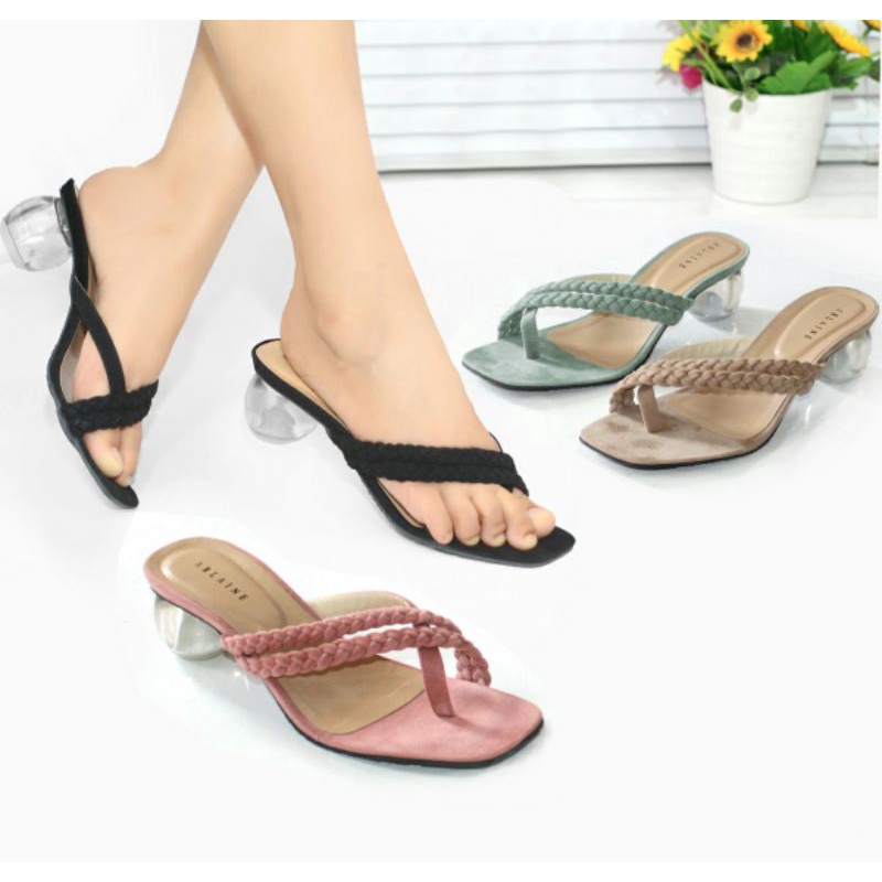 Seloove - Monica heels kaca wanita heels kepang heels kaca 5cm