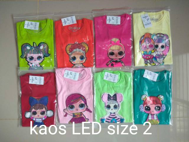 Kaos Anak LOL 1 LED Cewek (pilih warna)