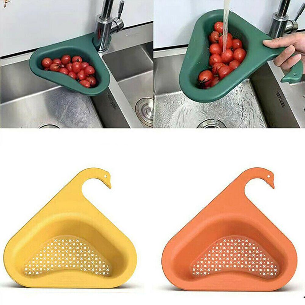 Chookyy Swan Drain Basket Gadget Alat Buah Sayur Rumah Tangga Rak Saringan Wastafel