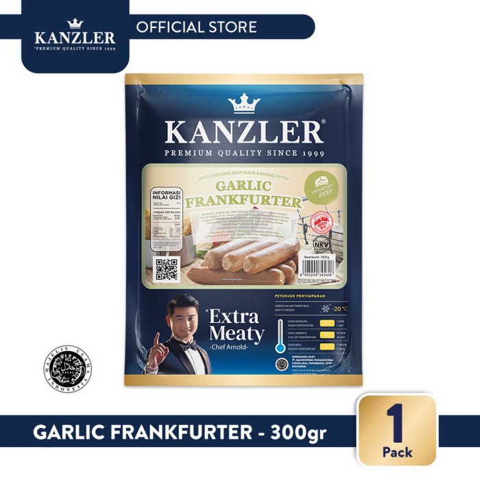 

1 Pack - Kanzler Sosis Garlic Frankfurter 300gr - BARU