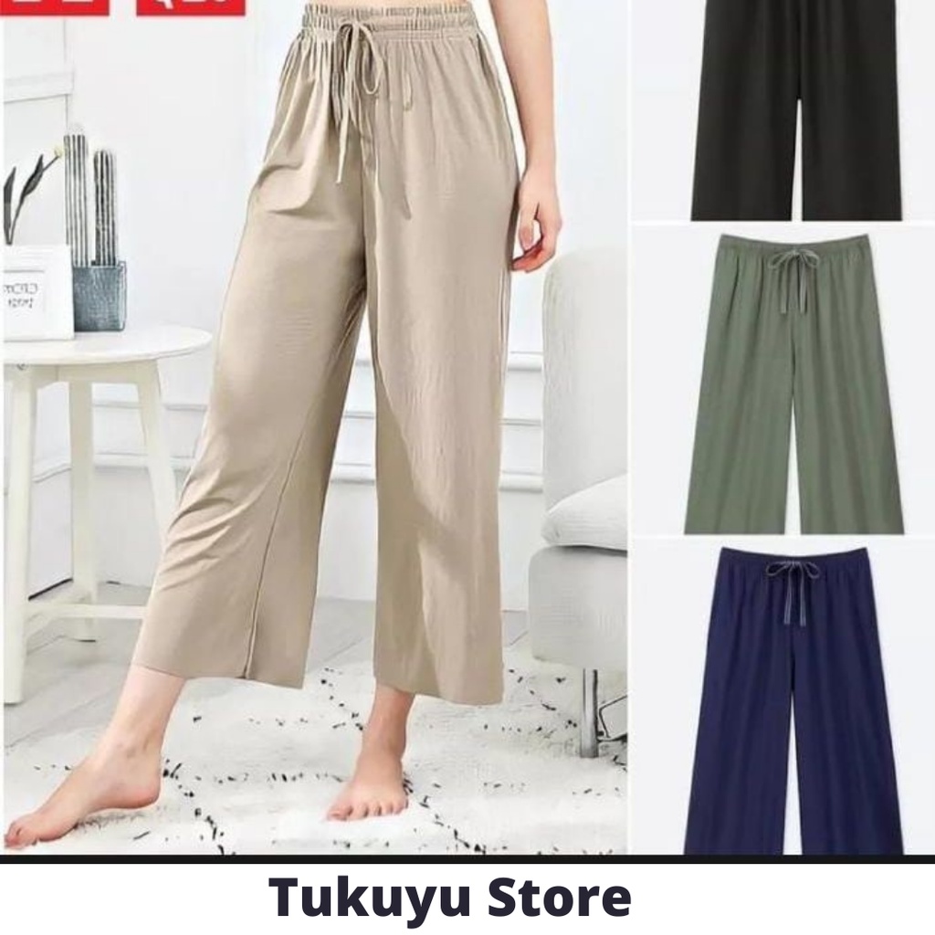 GROSIR CELANA PANJANG KULOT UNIQLO TALI SERUT MURAH TERBARU  | CELANA KULOT JUMBO TALI DEPAN - CELAN