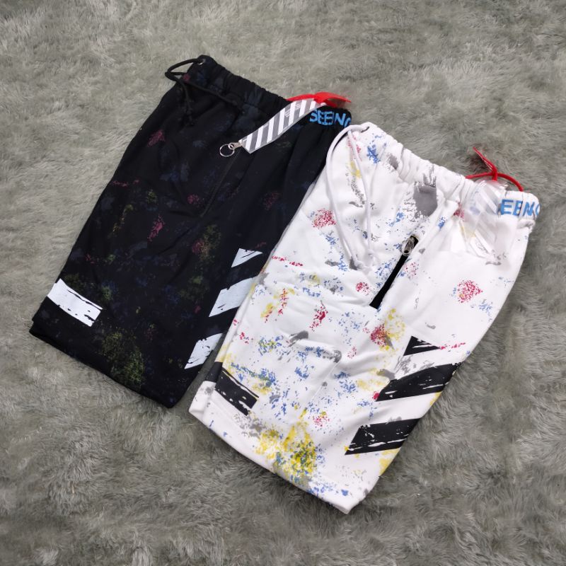 READY!!! CELANA PENDEK/SHORT PANTS OFF WHITE GALAXY HITAM&amp; PUTIH FULLTAG&amp; LEBEL