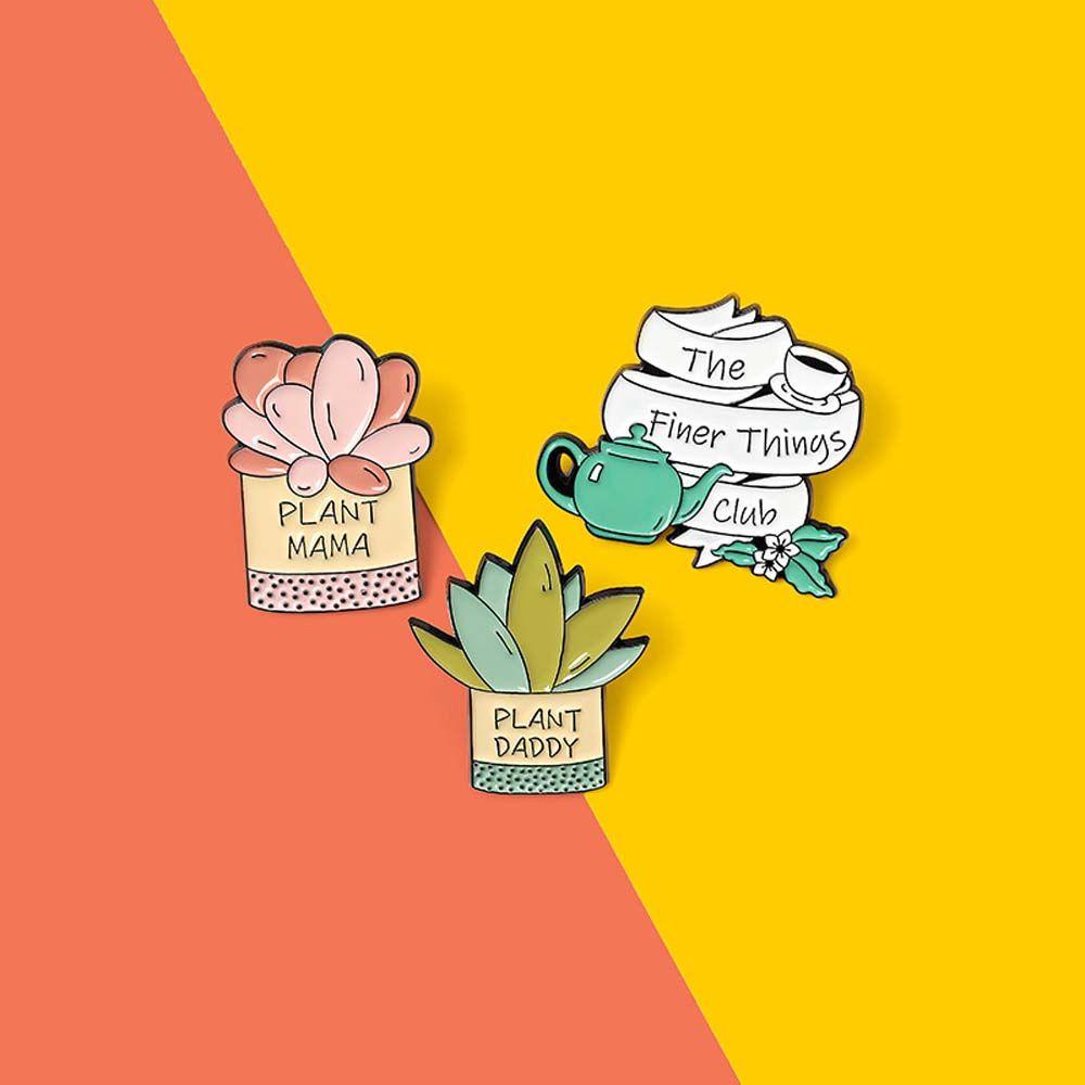 Mxbeauty Bros Tanaman Lucu Kartun Taman Kecil Aksesoris Perhiasan Berkebun Lencana Lencana Pin Kerah Pin Enamel Pin