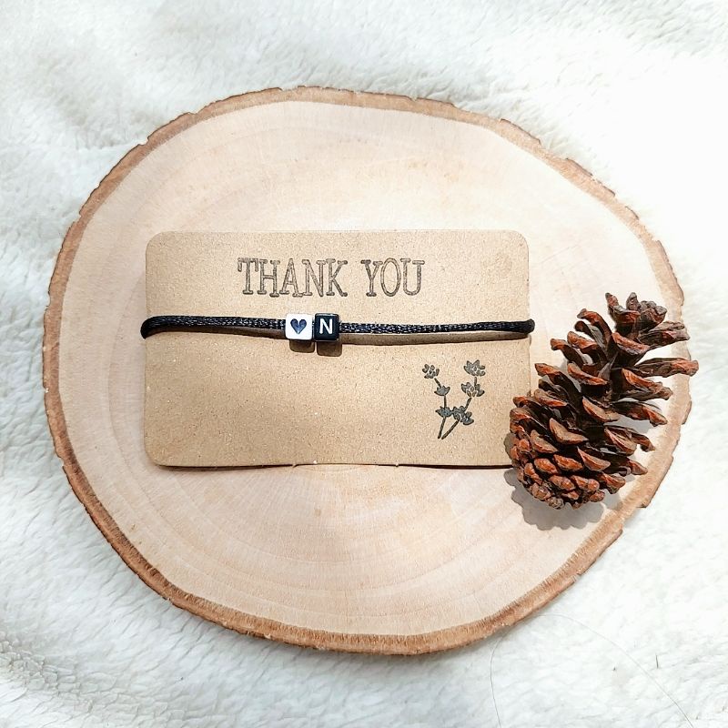 [ Alphabet Love Bracelet ] BISA REQUEST HURUF | GELANG INISIAL HURUF | gelang kotak love putih hitam