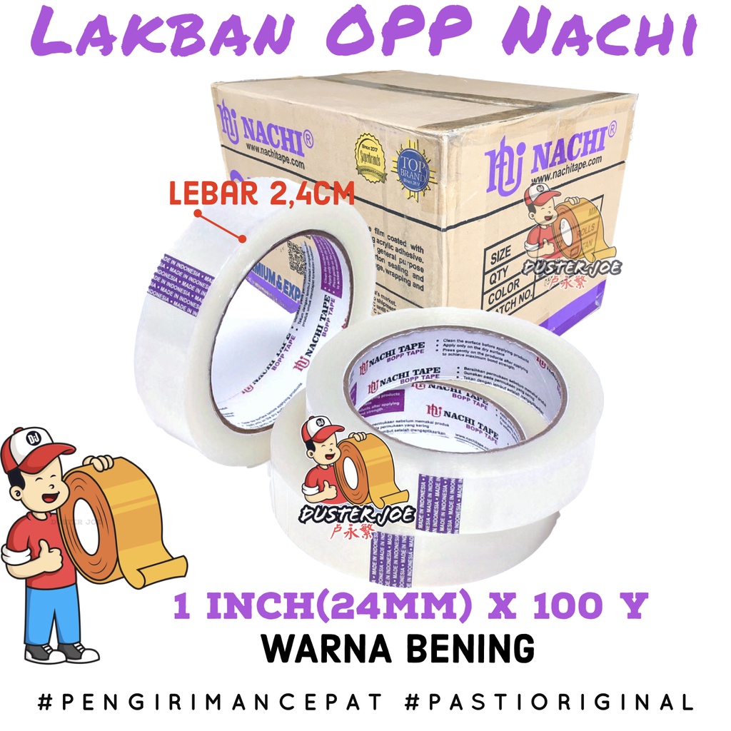 

Lakban OPP Nachi Bening 1 inch 24mm 100 Yard /Solasi PER 1 ROLL