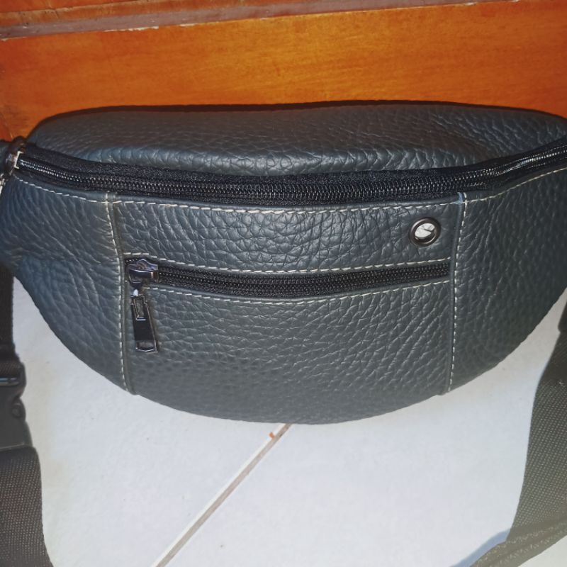 Waistbag kulit asli pria super tebal dan kuat tahan lama