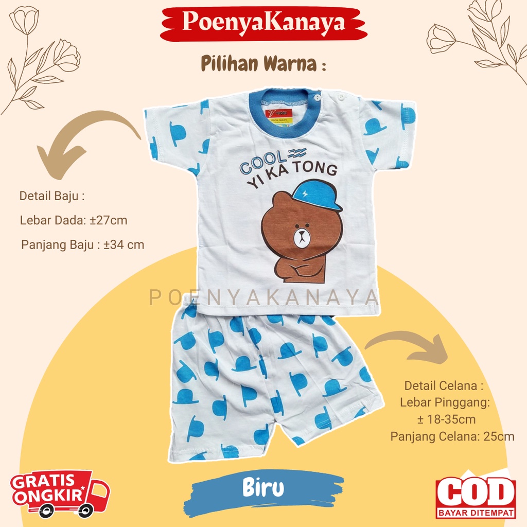 Setelan Baju Bayi Piyama Pendek YIKATONG Viori Size 3-12 Bulan STL54