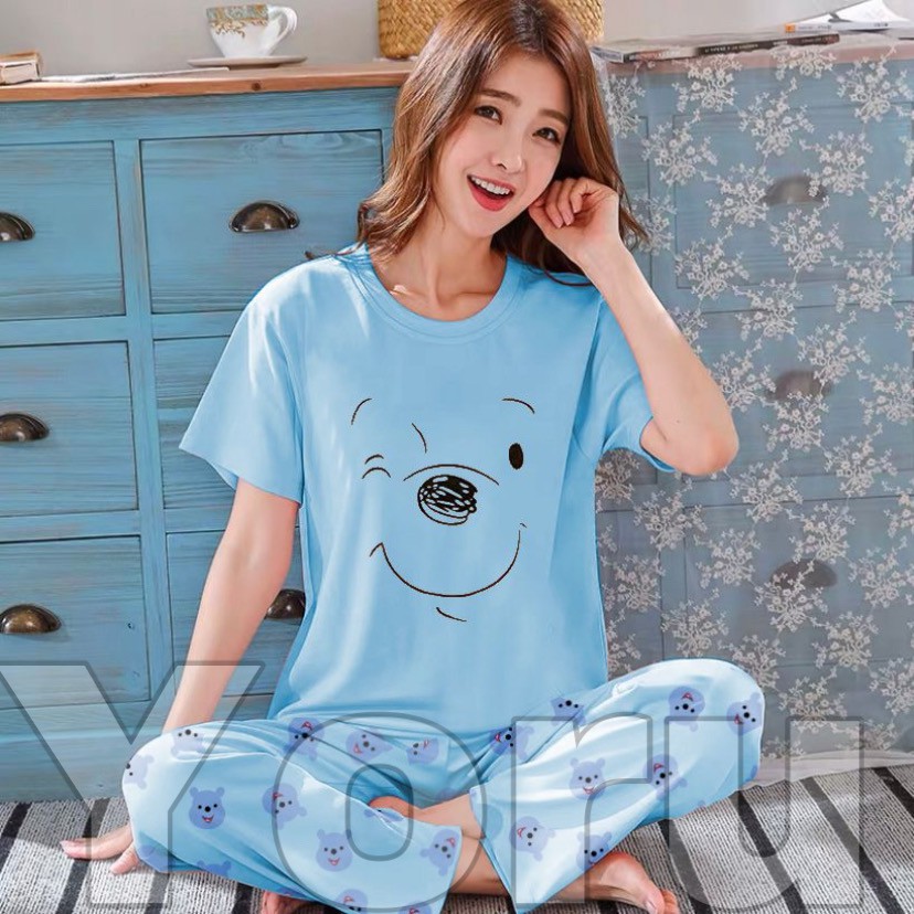 Pamelo Piyama Cp Setelan Kaos Katun Baju Tidur Wanita Cp Baby Doll Supplier Sleep Wear Murah