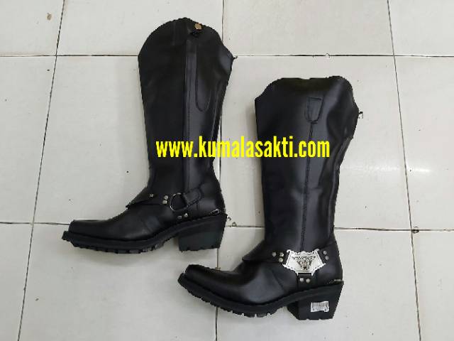 Sepatu Tunggang Polantas Kulit Asli Dop Lancip