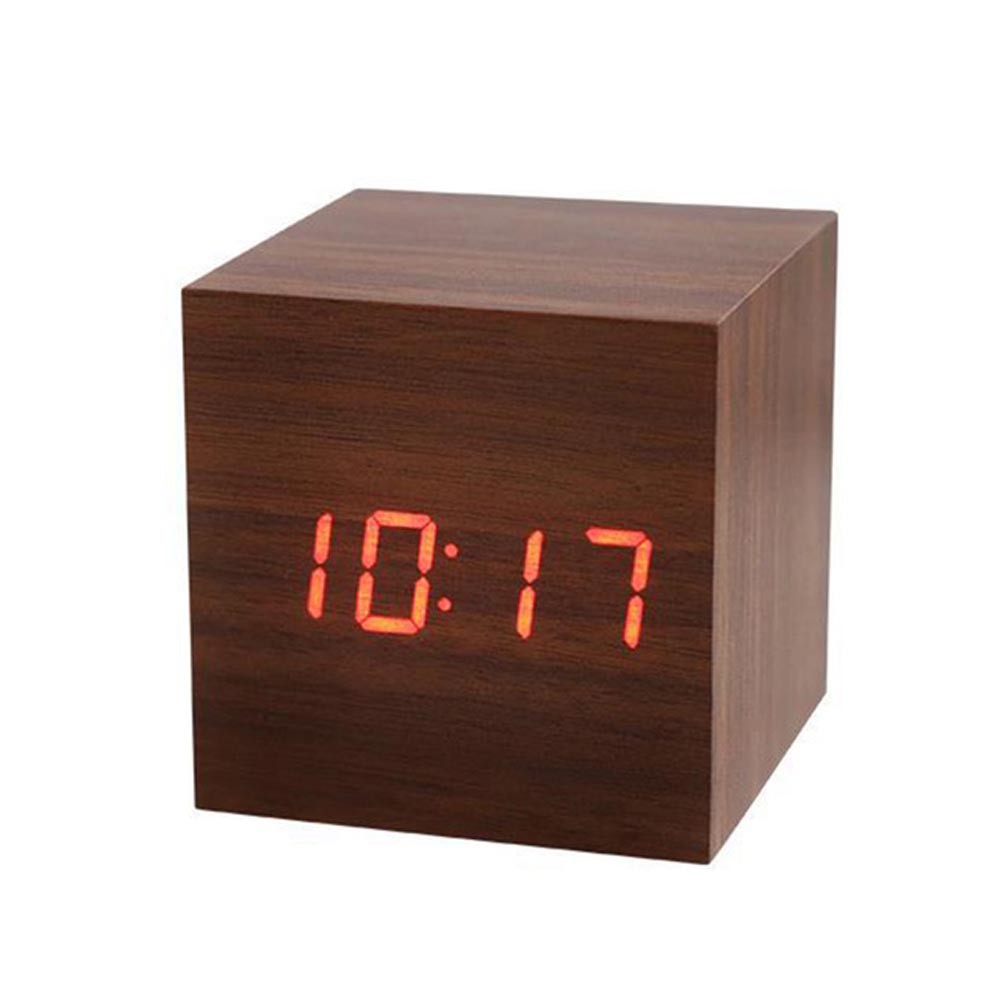 Jam Kayu Lampu Led Elegant Random / Wooden Clock Kecil / Small