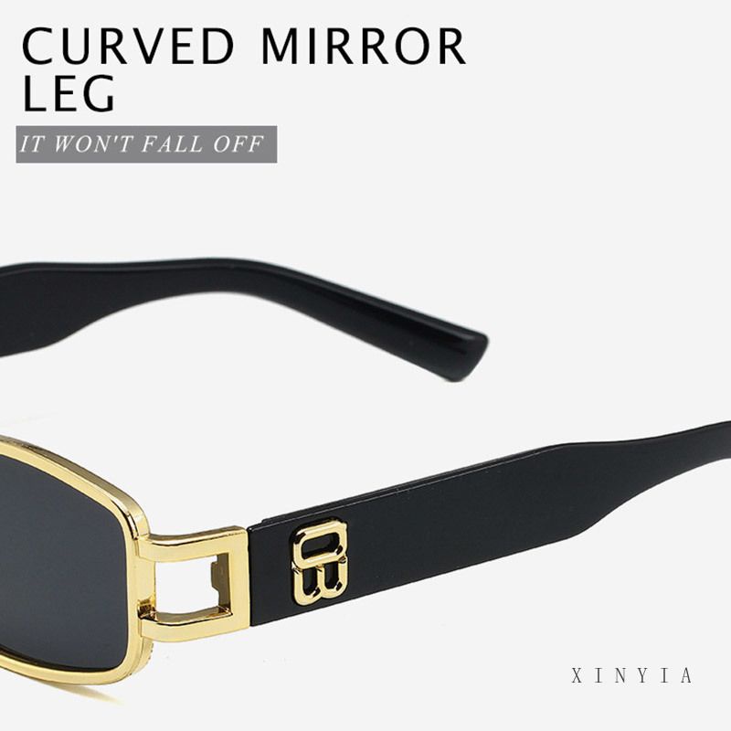 sunglasses rectangle shape black tea gold retro kacamata hitam elegan masa kini