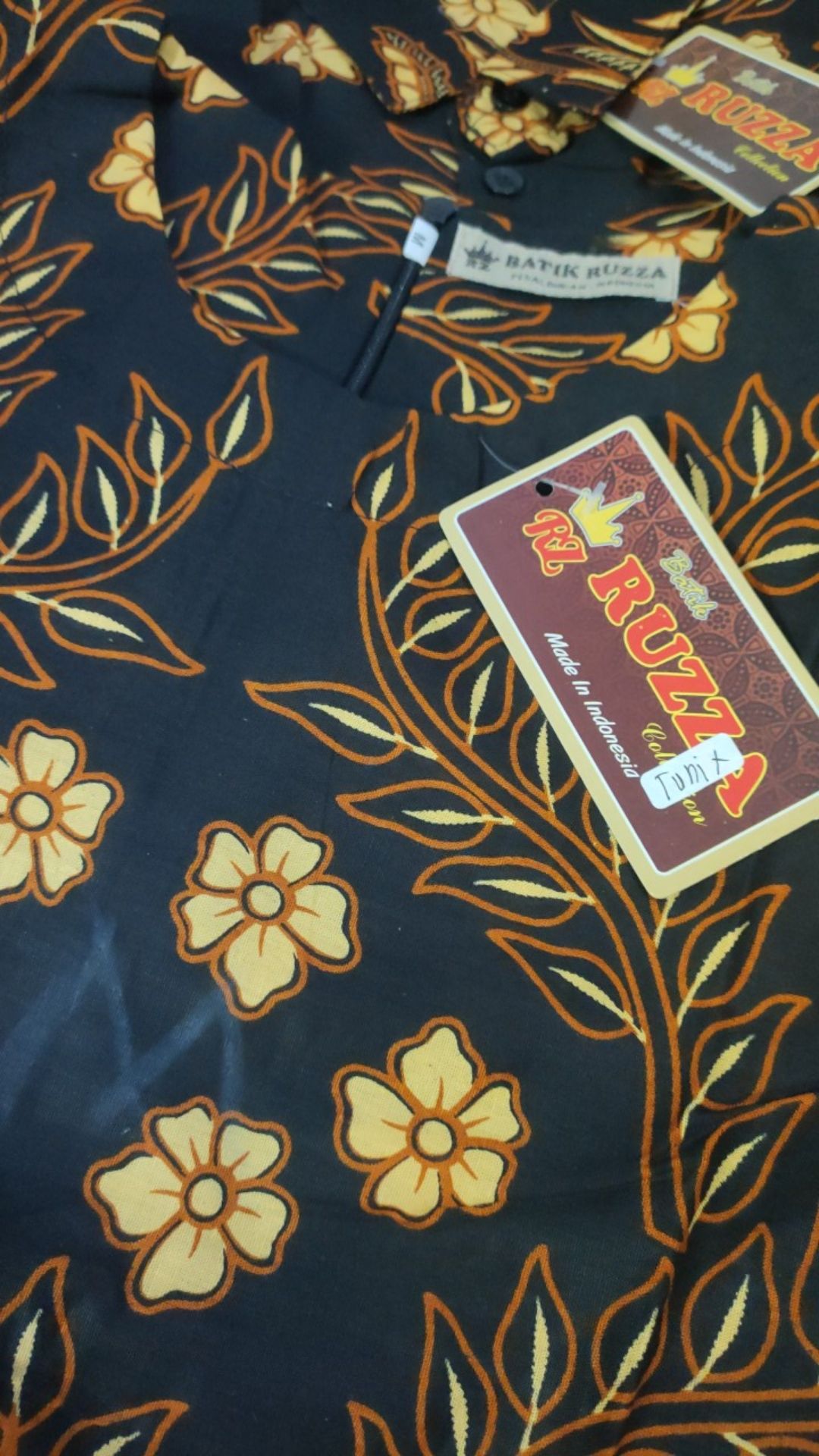 Ruzza Batik Couple Motif Cendrawasih Maura Seragam Sarimbit Coklat Hitam Sogan Size M L Xl