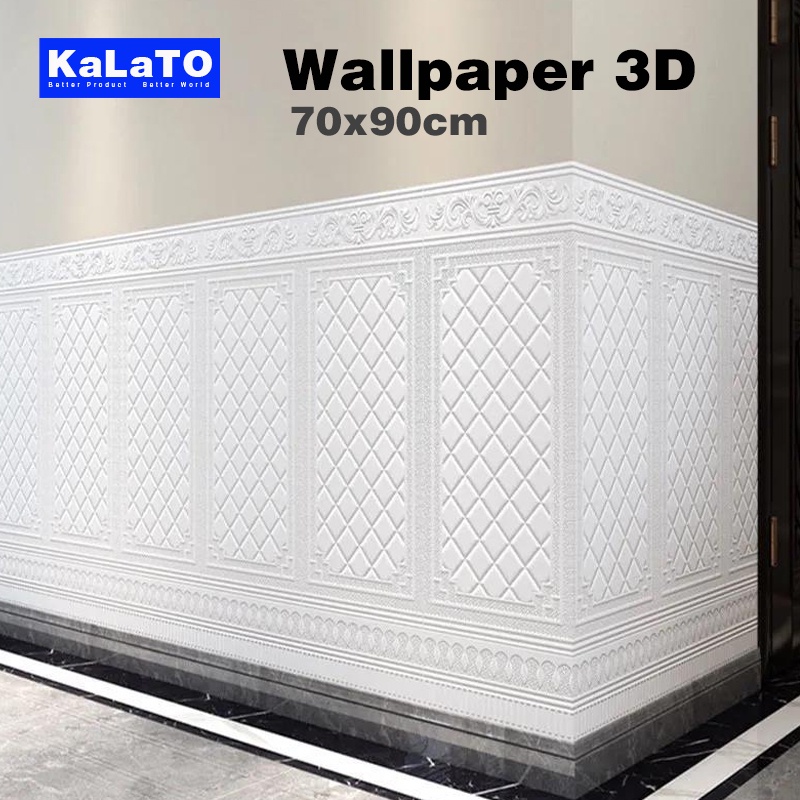 (KaLaTO) Wallpaper Foam 3D Motif Jendela Pintu Kayu Jati Putih Kayu Gold Marmer ukuran 70 x 90 CM Wallpaper 3D / Wallpaper Dinding-7