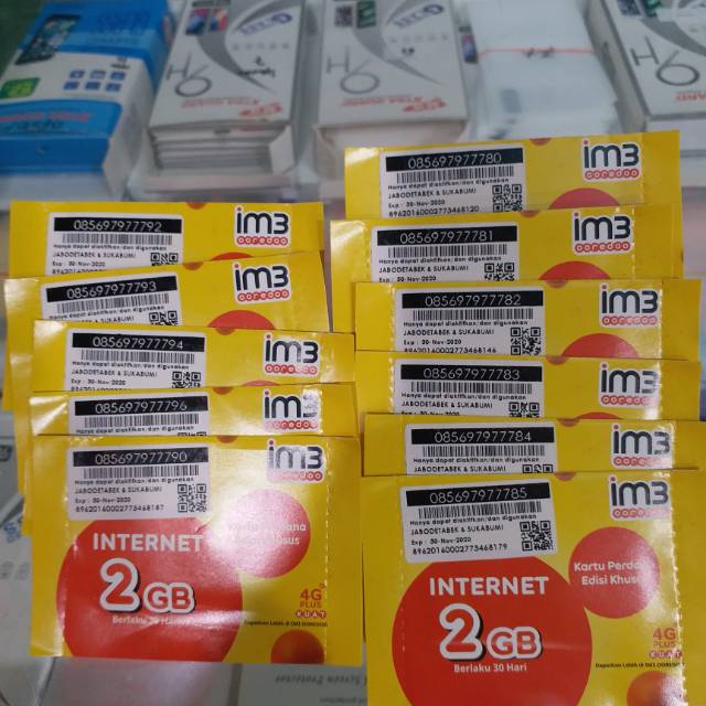 Kartu perdana indosat im3 ooredoo nomor lumayan free kuota 2gb