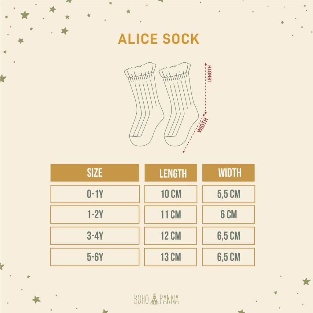 Kaos Kaki Bayi Anak Bohopanna Alice Sock 0-4 Tahun