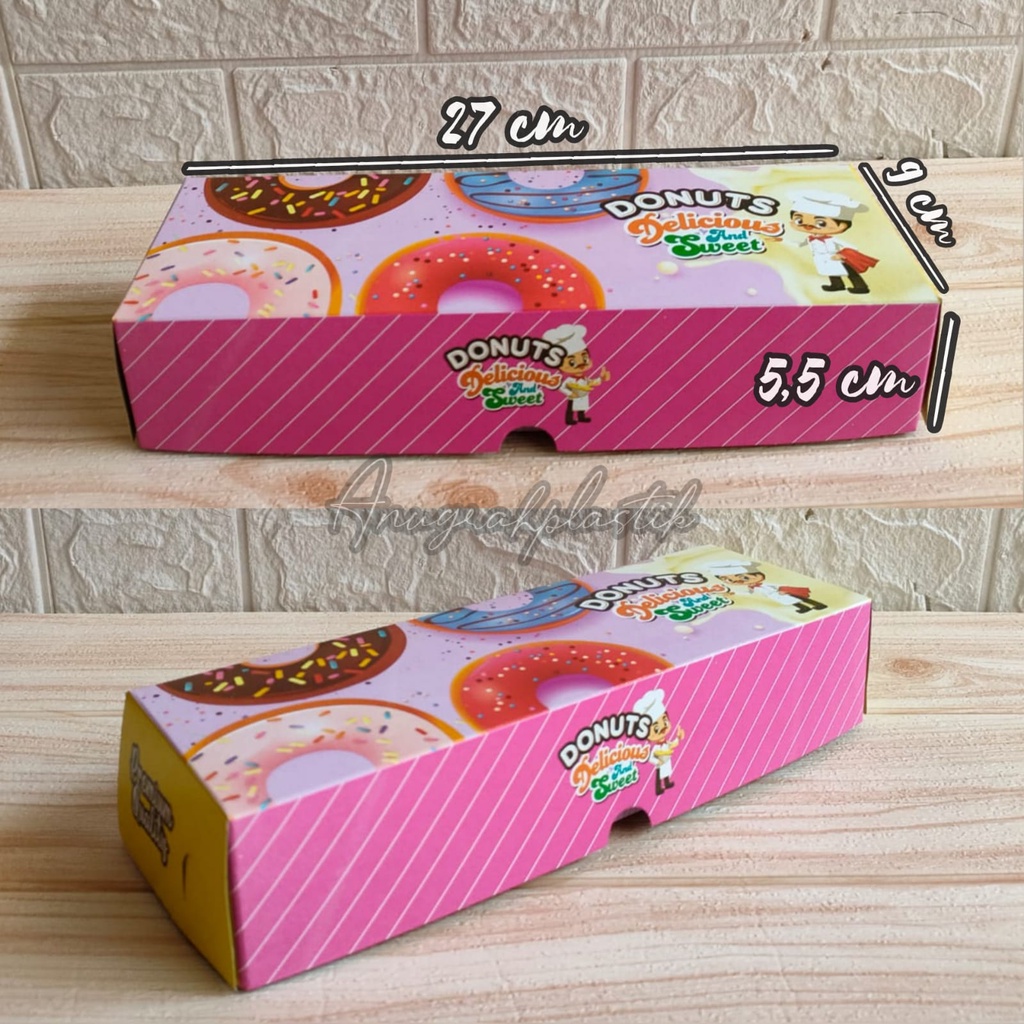

Dus Donat uk. 27 x 9 x 5 Box Donut motif panjang isi 3 donat PER 10