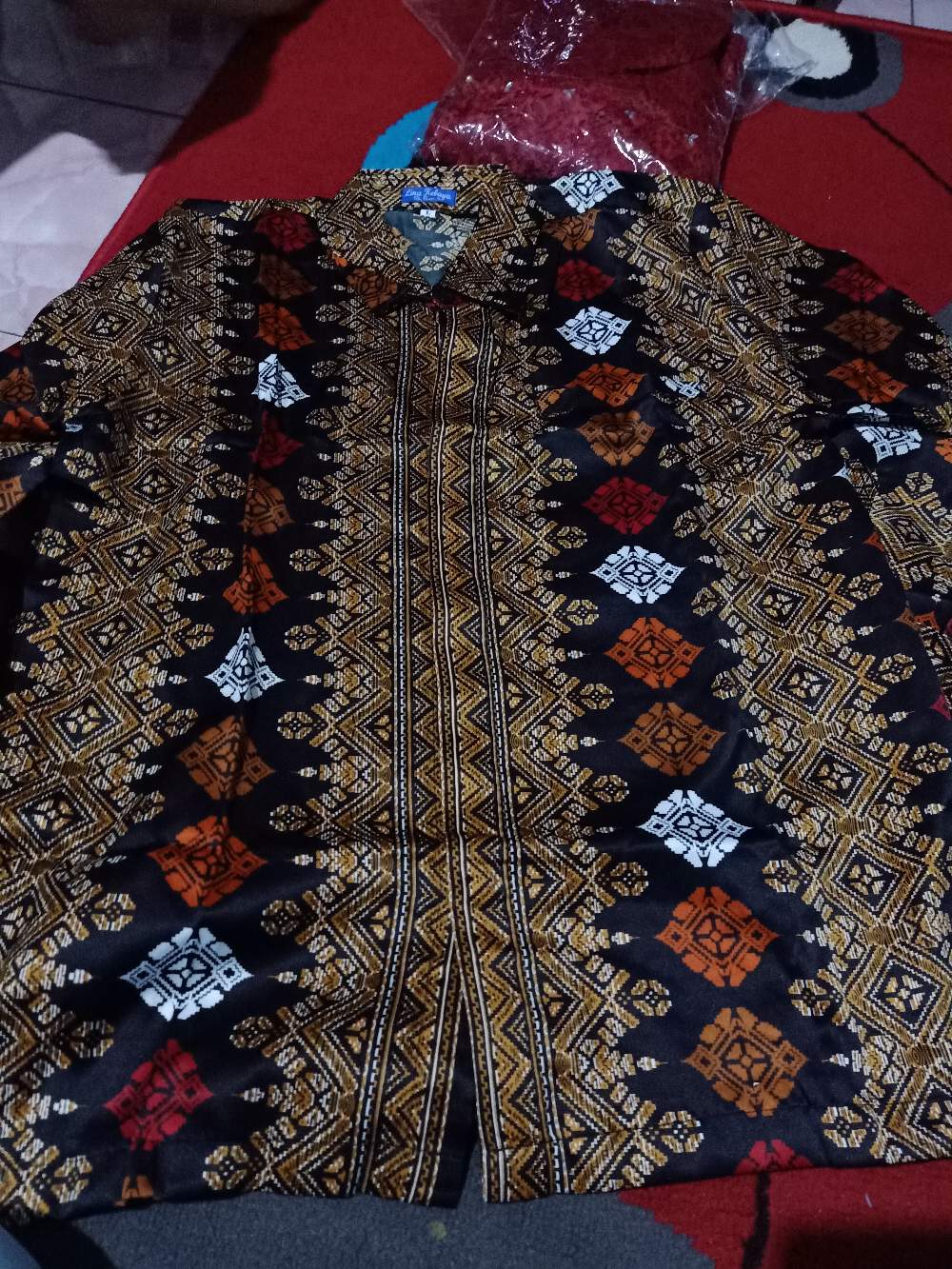 Kemeja Batik Panjang Motif Songket Toraja Hitam