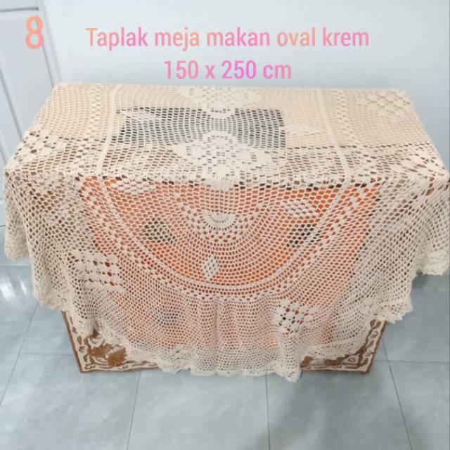 Jual Taplak Meja Makan Oval Rajutan Krem Shopee Indonesia