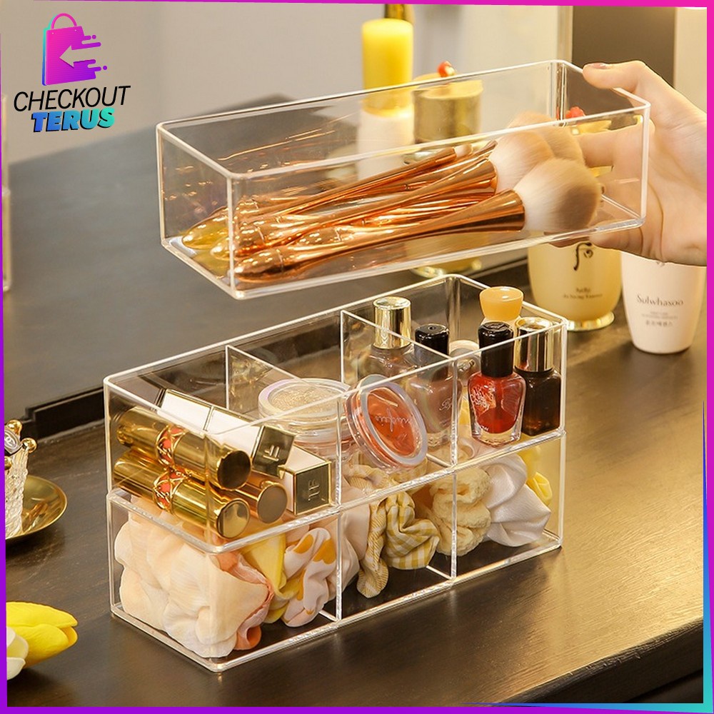 CT K45 Rak Kosmetik Acrylic Tempat Penyimpanan Kosmetik Kuas Makeup Lipstik Tempat Make Up Acrylic Organizer