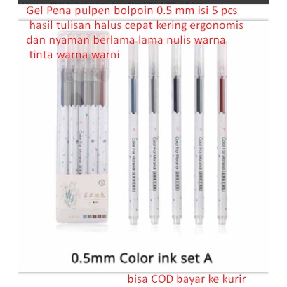 

Gel Pena pulpen bolpoin 0.5 mm isi 5 pcs hasil tulisan halus cepat kering ergonomis dan nyaman berlama lama nulis warna tinta warna warni