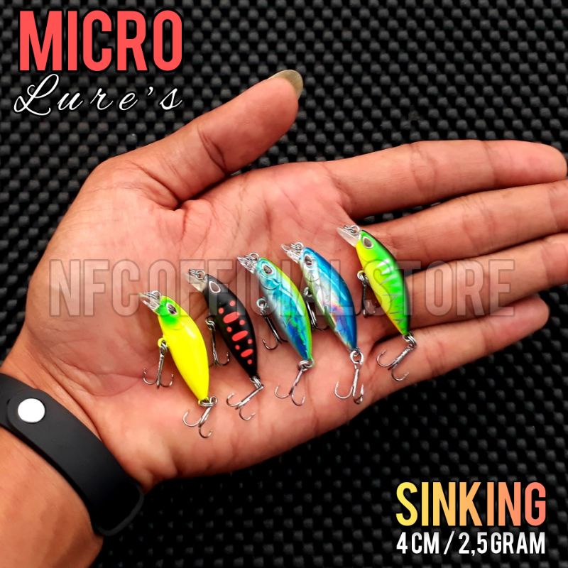 Lure Micro / Mini Minnow 4cm / 2,5 gram Sinking Replika Gomoku Jaminan ACTION dengan warna KILLER